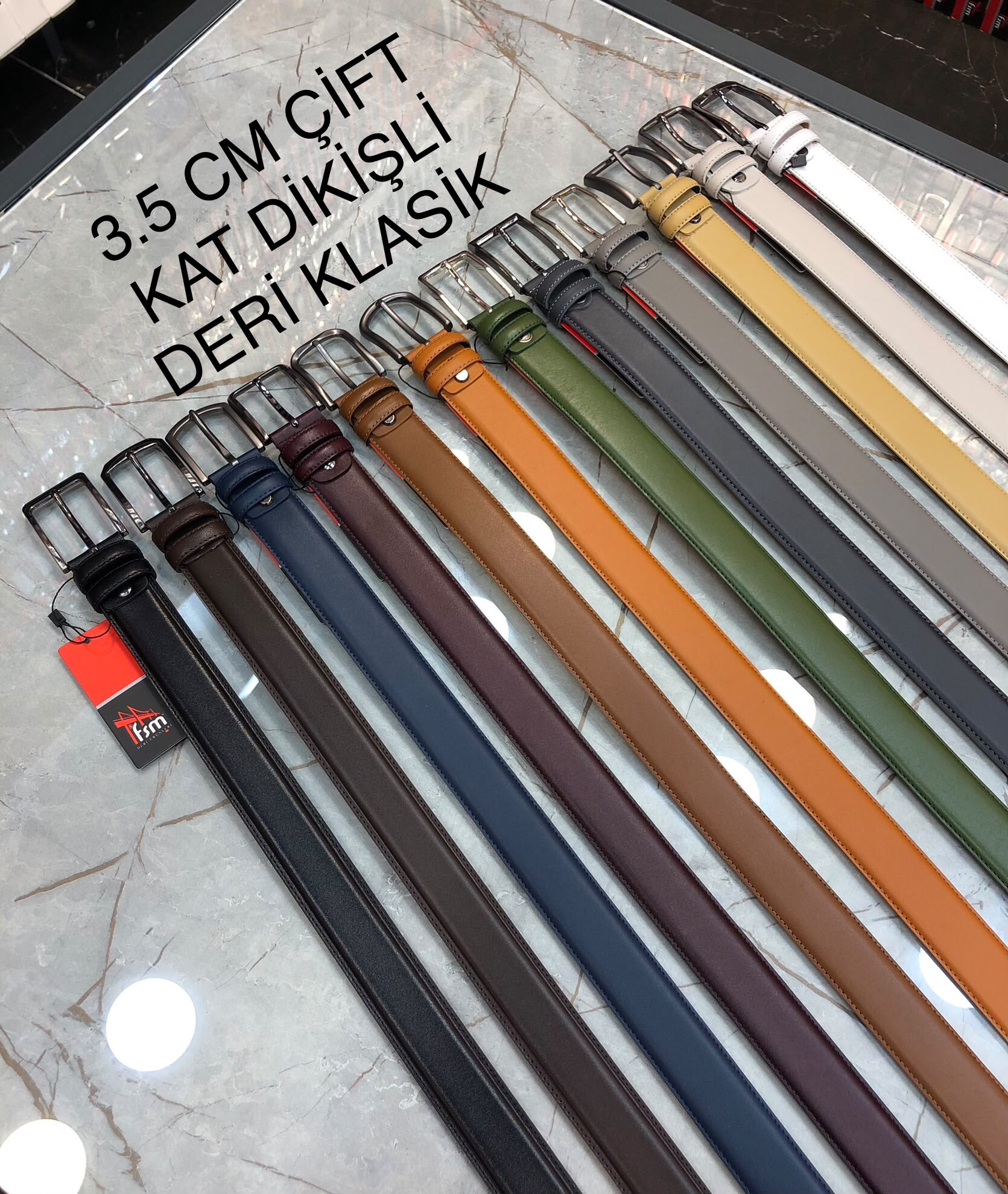 3.5 CM ÇİFT KAT DİKİŞLİ DERİ KLASİK