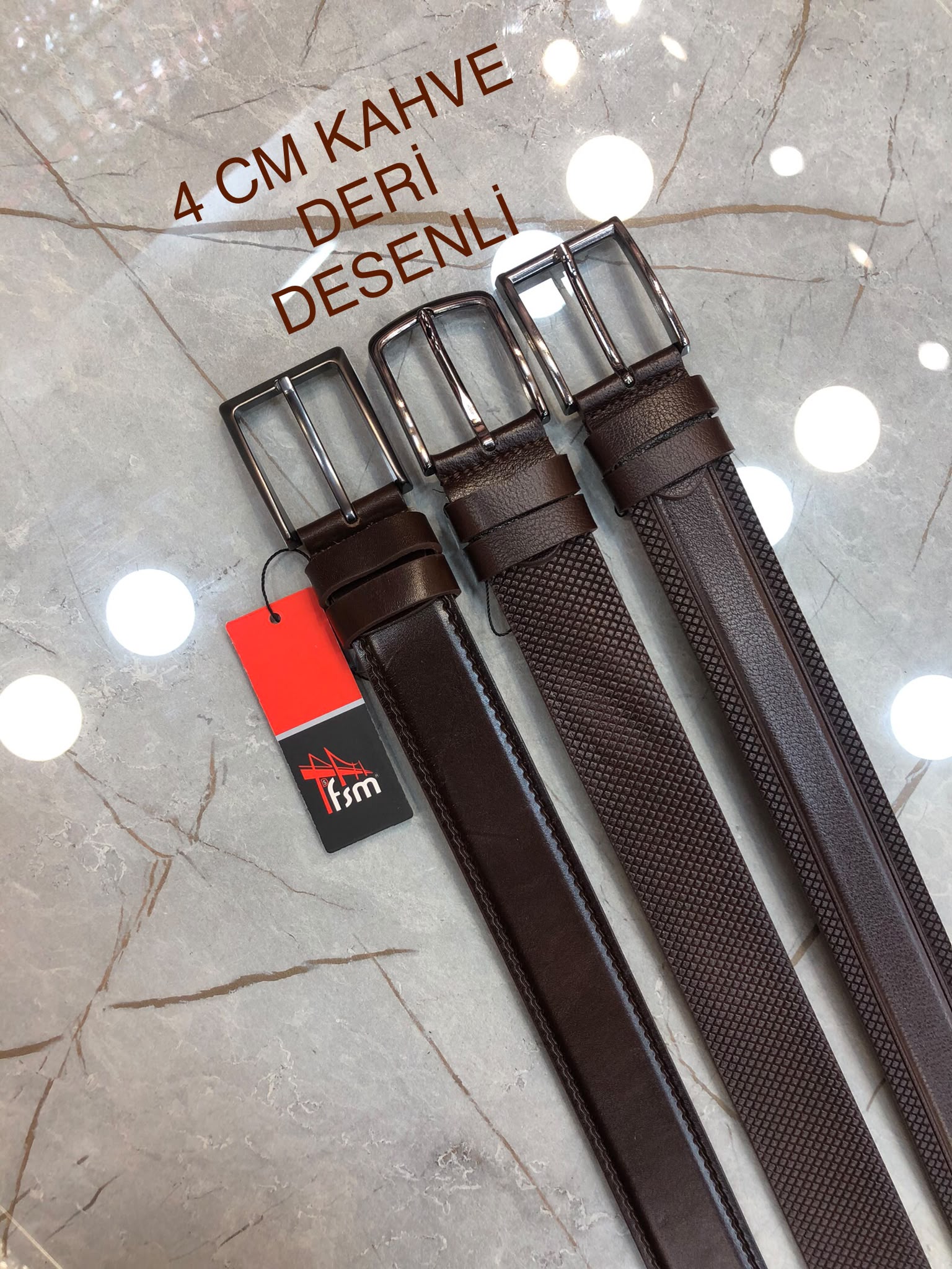 4 CM KAHVE DERİ DESENLİ