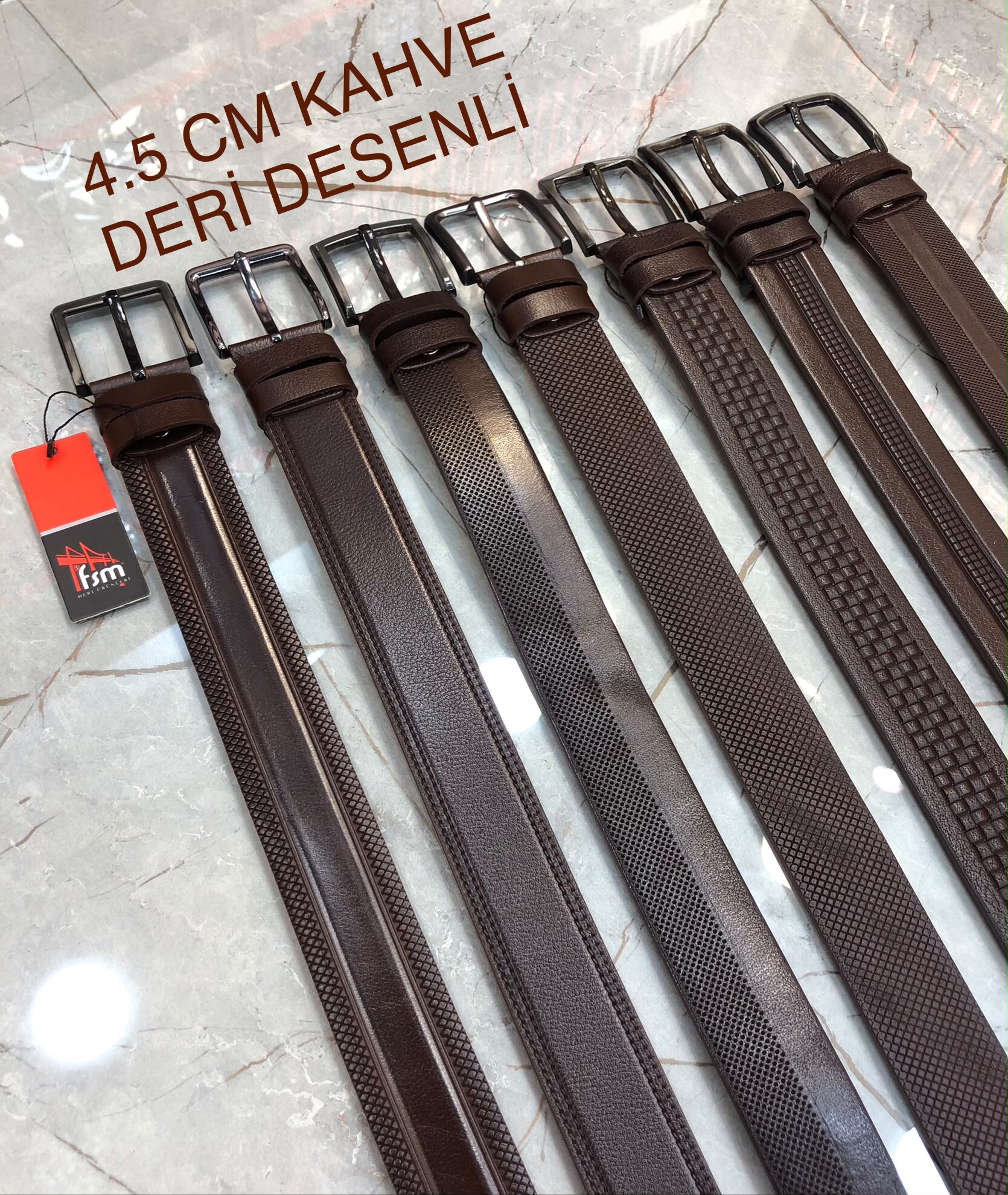 4.5 CM KAHVE DERİ DESENLİ